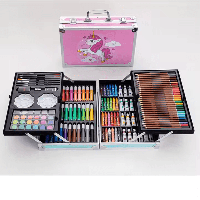Deluxe Unicorn Art Kit – 150+ Piece Drawing & Painting Set with Carry Case for Kids Sunshine Toys 