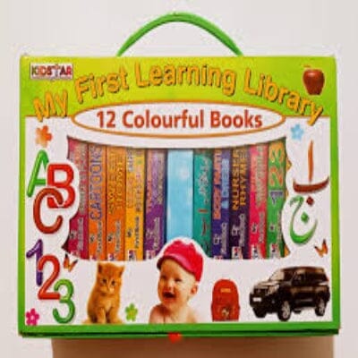 My First Learning Library – 12 Board Book Set for Kids | ABC, Numbers, Fruits, Animals & Nursery Rhymes Sunshine Toys 